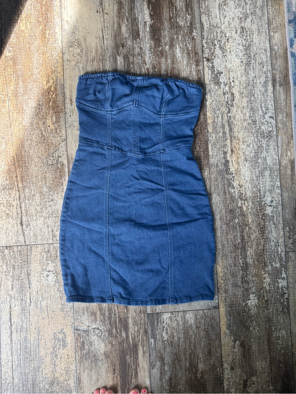 2 for $30 sale: Tinsel town strapless denim jean mini dress - S